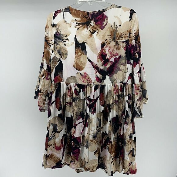 Entro 3/4 Sleeve Floral V Neck Baby Doll Tunic S - Picture 4 of 9